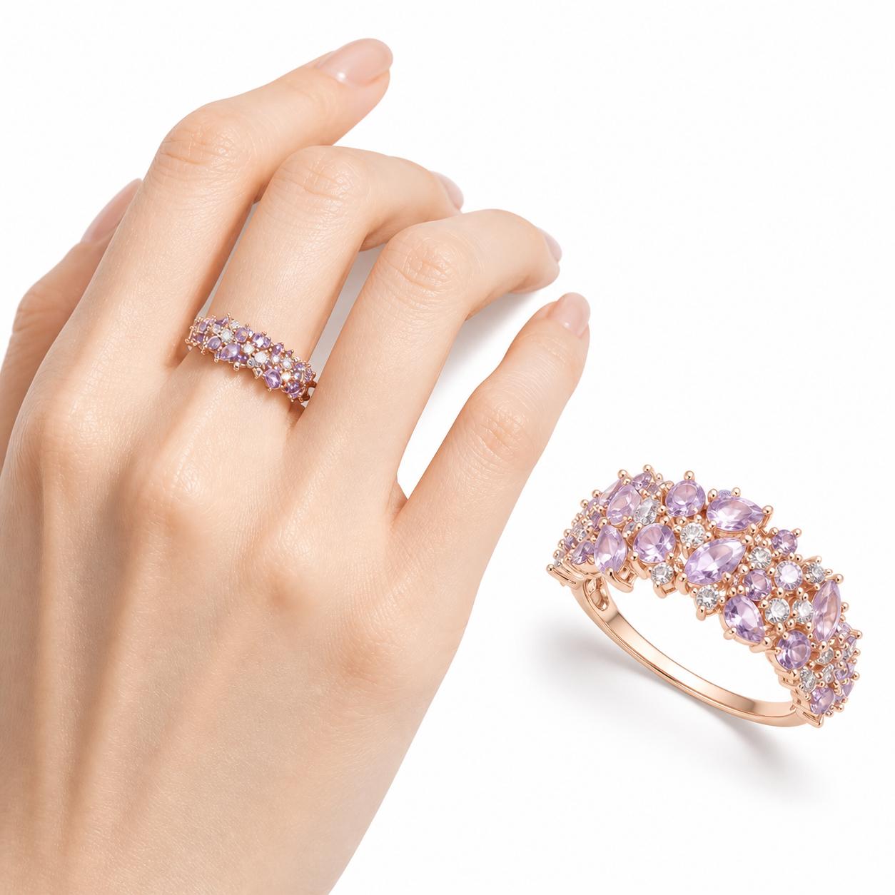 Lavender Engraved Adjustable Ring