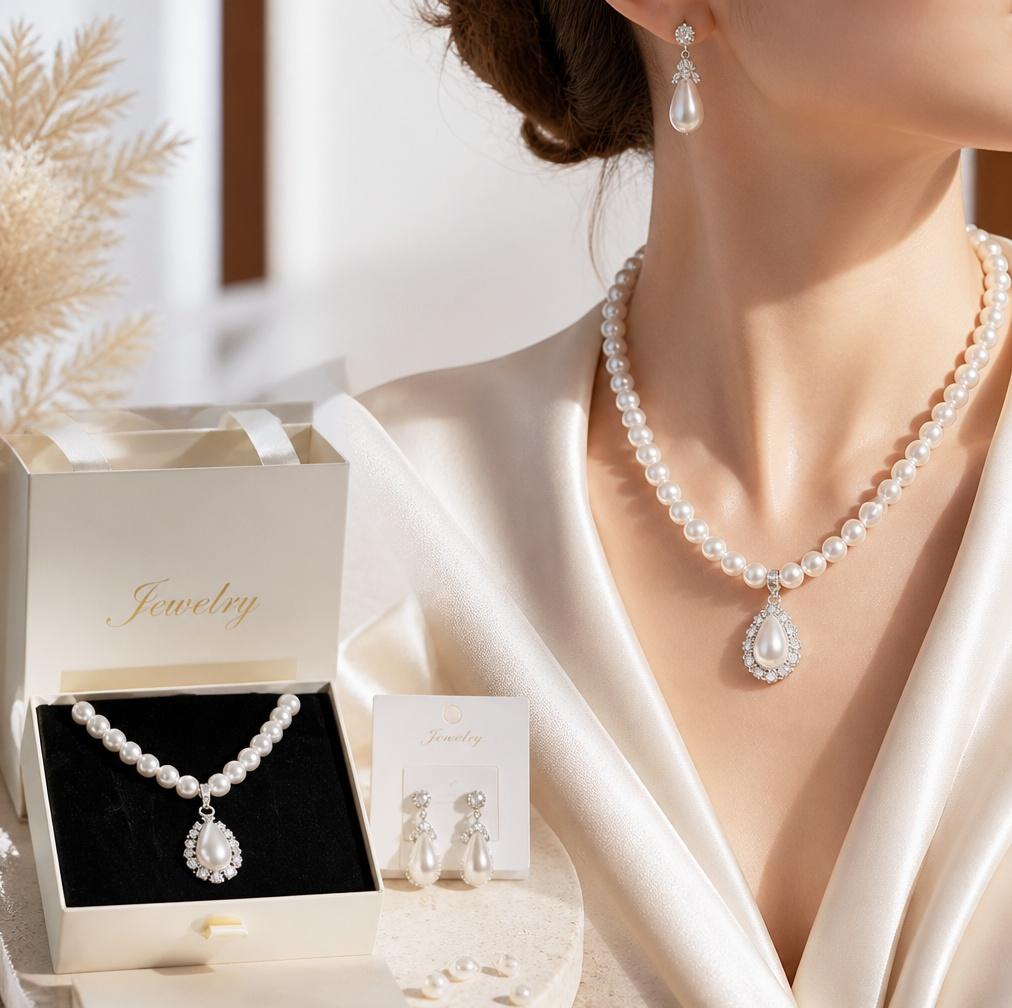 Pearl Necklace & Earring Set
