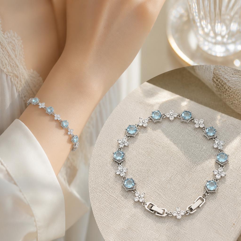 Blue Crystal Flower Bracelet